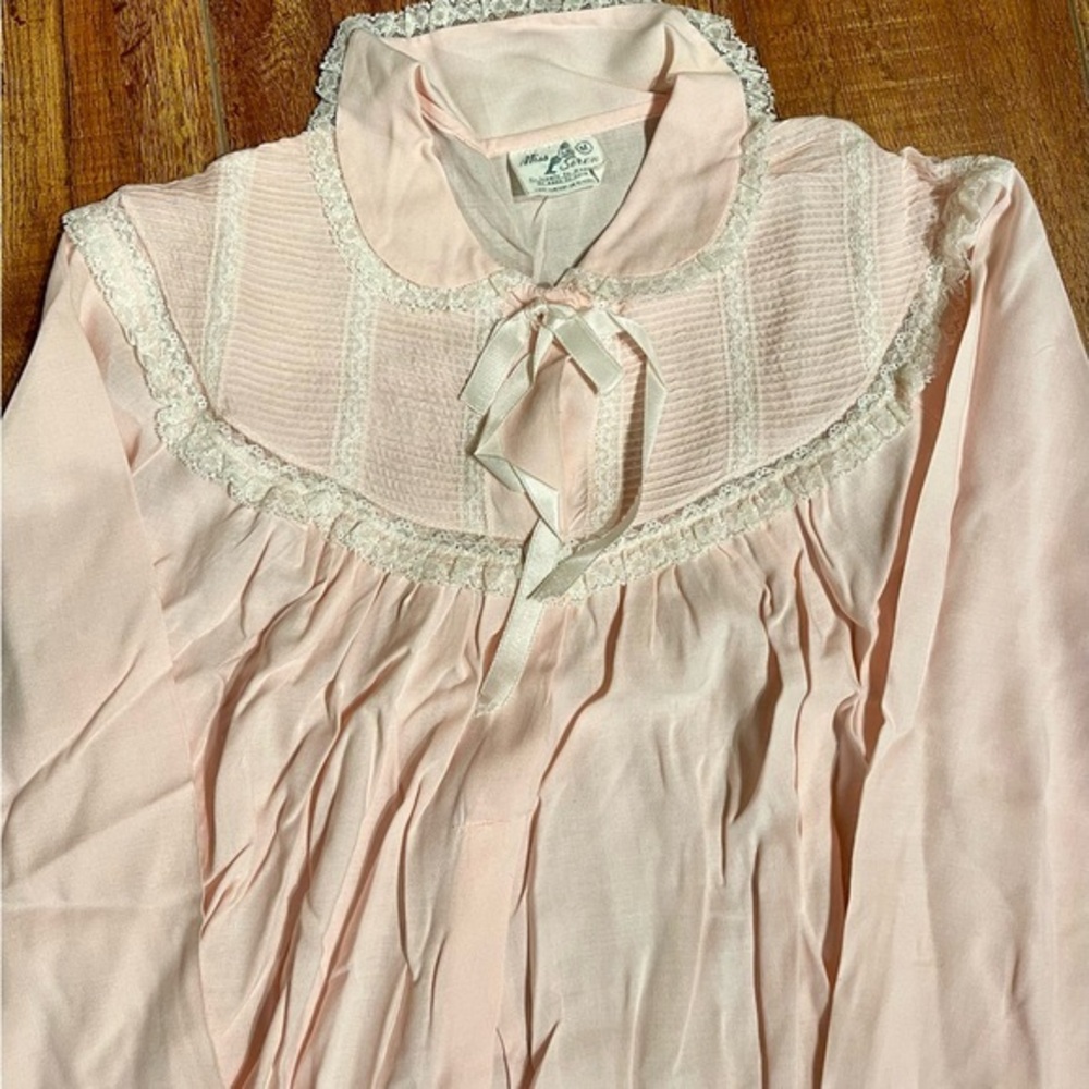 Vintage Pink Nightgown with Lace Trim‎ Miss Siren Chalaire size Medium